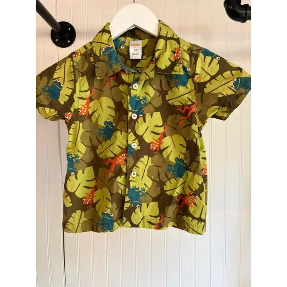 Gymboree 3T tropical frog print button down